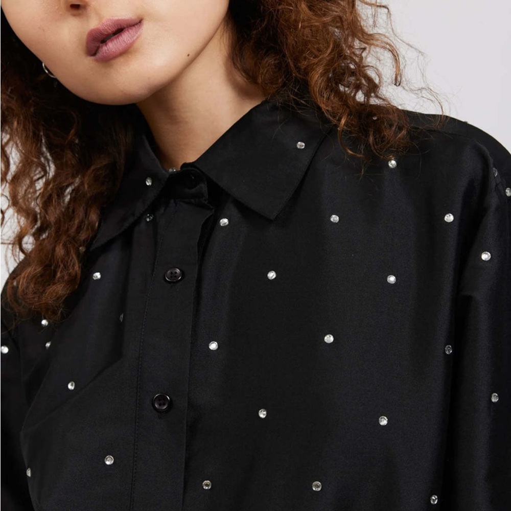 BATSHEVA Oversized Button-Up Shirt w/ Rhinestones – Size 12 - Picture 3 of 5